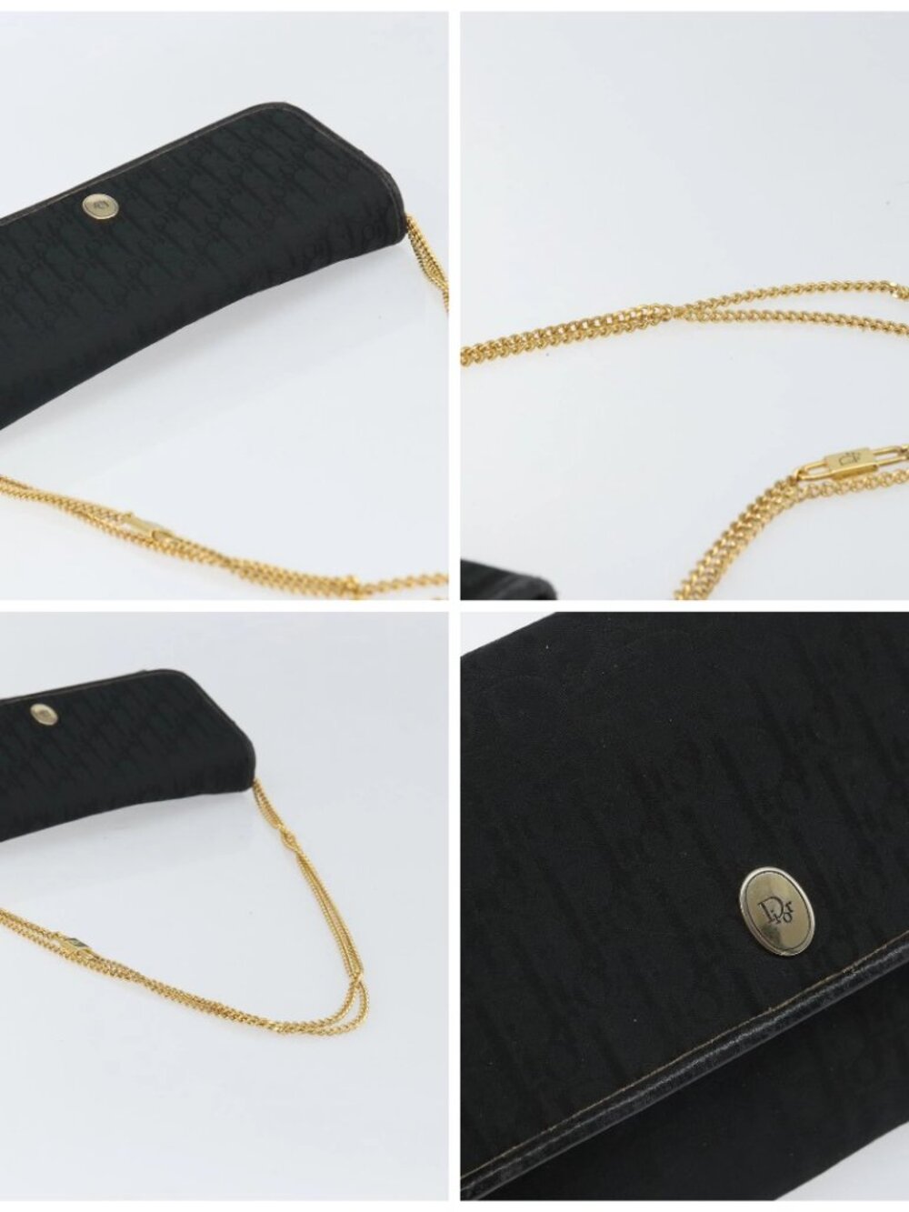Christian Dior Trotter Canvas Chain Shoulder Bag Black Gold Auth 160947 - Picture 16 of 16